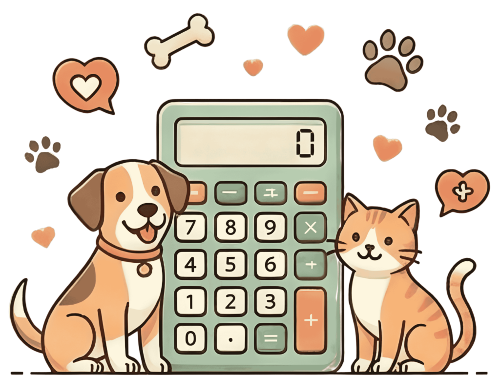 Dog and Cat Calculator Illustration